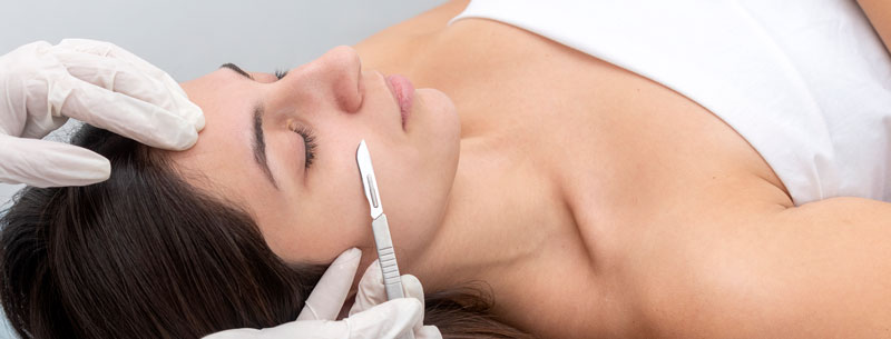 closeup of dermaplaning